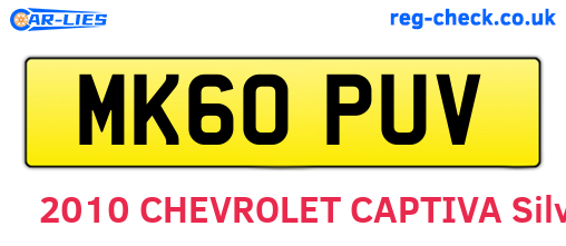 MK60PUV are the vehicle registration plates.