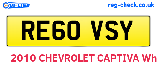 RE60VSY are the vehicle registration plates.