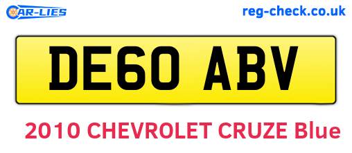 DE60ABV are the vehicle registration plates.
