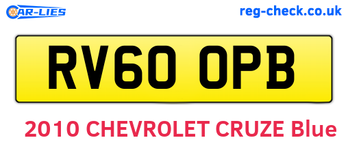RV60OPB are the vehicle registration plates.