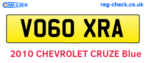 VO60XRA are the vehicle registration plates.