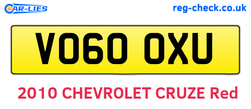 VO60OXU are the vehicle registration plates.