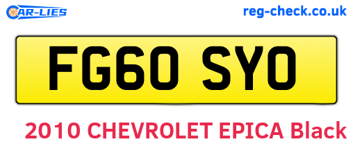 FG60SYO are the vehicle registration plates.