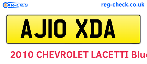 AJ10XDA are the vehicle registration plates.