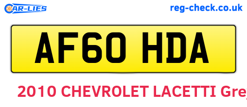 AF60HDA are the vehicle registration plates.