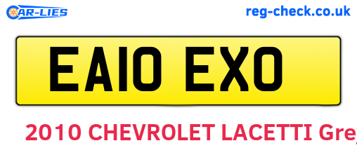 EA10EXO are the vehicle registration plates.