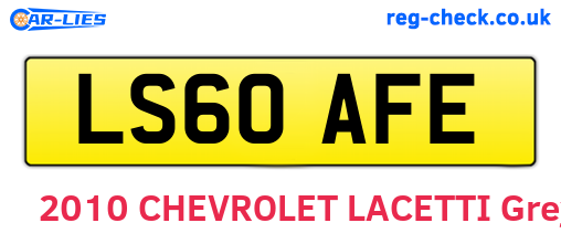 LS60AFE are the vehicle registration plates.