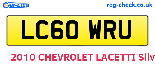 LC60WRU are the vehicle registration plates.