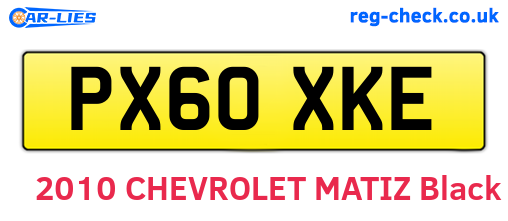 PX60XKE are the vehicle registration plates.