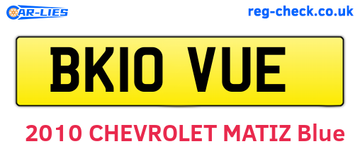 BK10VUE are the vehicle registration plates.