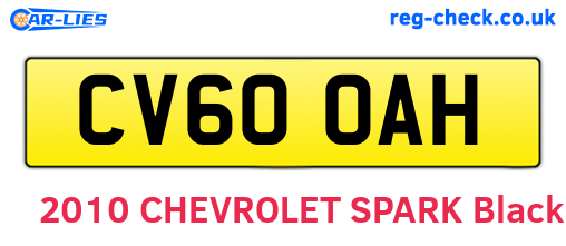 CV60OAH are the vehicle registration plates.