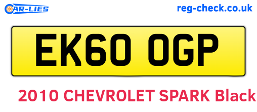 EK60OGP are the vehicle registration plates.