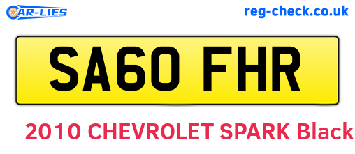 SA60FHR are the vehicle registration plates.
