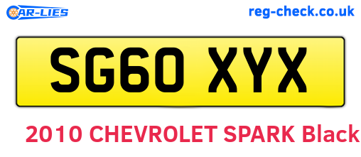 SG60XYX are the vehicle registration plates.