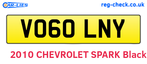 VO60LNY are the vehicle registration plates.