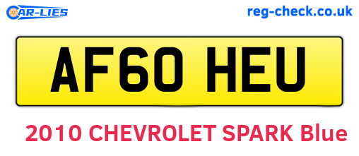 AF60HEU are the vehicle registration plates.