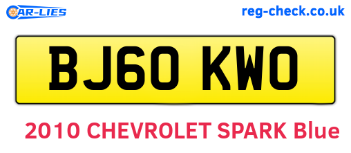 BJ60KWO are the vehicle registration plates.