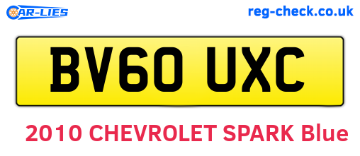 BV60UXC are the vehicle registration plates.