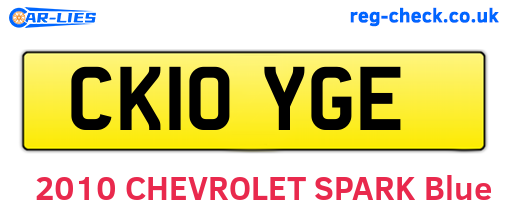 CK10YGE are the vehicle registration plates.