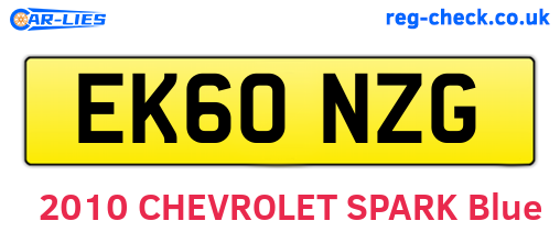 EK60NZG are the vehicle registration plates.