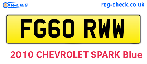 FG60RWW are the vehicle registration plates.