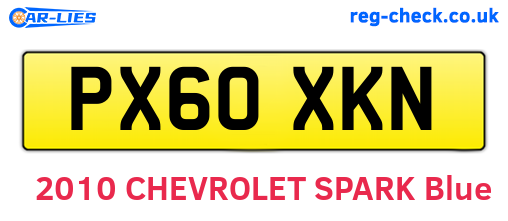 PX60XKN are the vehicle registration plates.