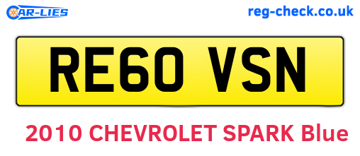 RE60VSN are the vehicle registration plates.