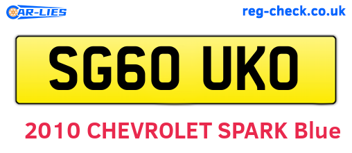 SG60UKO are the vehicle registration plates.