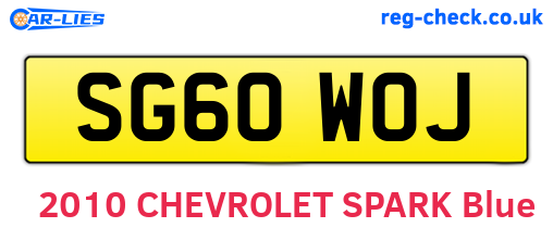 SG60WOJ are the vehicle registration plates.
