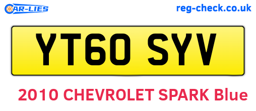YT60SYV are the vehicle registration plates.