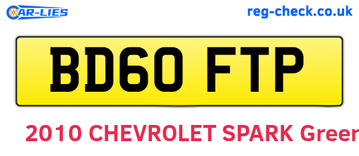 BD60FTP are the vehicle registration plates.