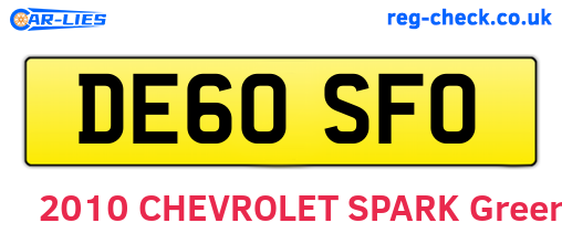 DE60SFO are the vehicle registration plates.