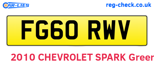FG60RWV are the vehicle registration plates.