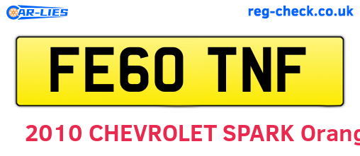 FE60TNF are the vehicle registration plates.