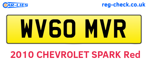 WV60MVR are the vehicle registration plates.