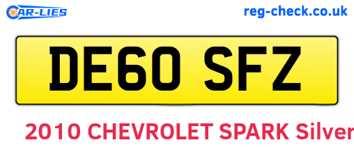 DE60SFZ are the vehicle registration plates.