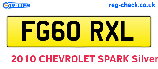 FG60RXL are the vehicle registration plates.