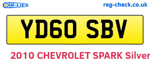 YD60SBV are the vehicle registration plates.