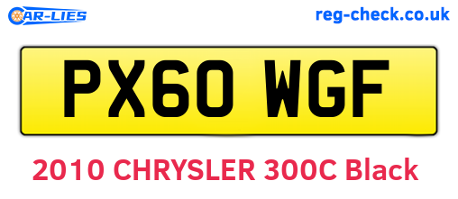 PX60WGF are the vehicle registration plates.