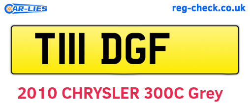 T111DGF are the vehicle registration plates.
