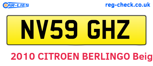 NV59GHZ are the vehicle registration plates.