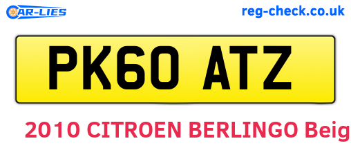 PK60ATZ are the vehicle registration plates.