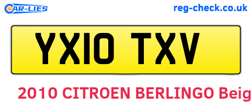 YX10TXV are the vehicle registration plates.