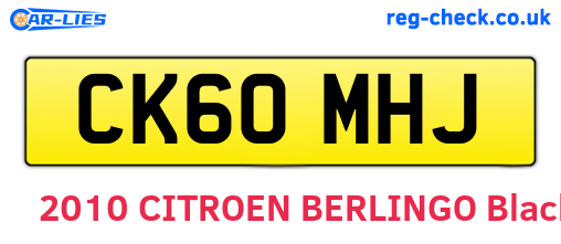 CK60MHJ are the vehicle registration plates.