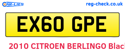 EX60GPE are the vehicle registration plates.