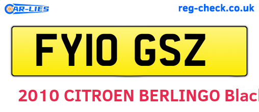 FY10GSZ are the vehicle registration plates.