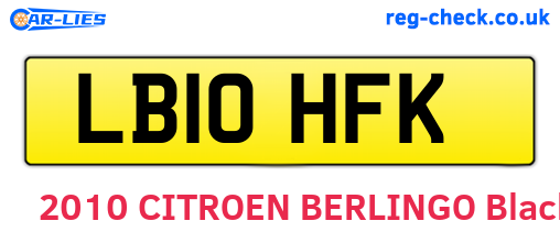 LB10HFK are the vehicle registration plates.