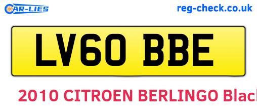 LV60BBE are the vehicle registration plates.