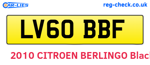 LV60BBF are the vehicle registration plates.