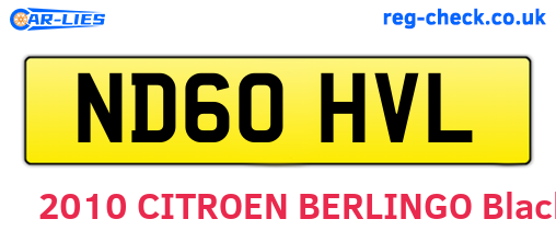 ND60HVL are the vehicle registration plates.